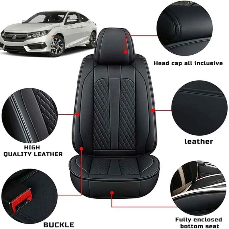 Honda Civic Seat Cover Japanese Leather Black Model 2016-2021 1