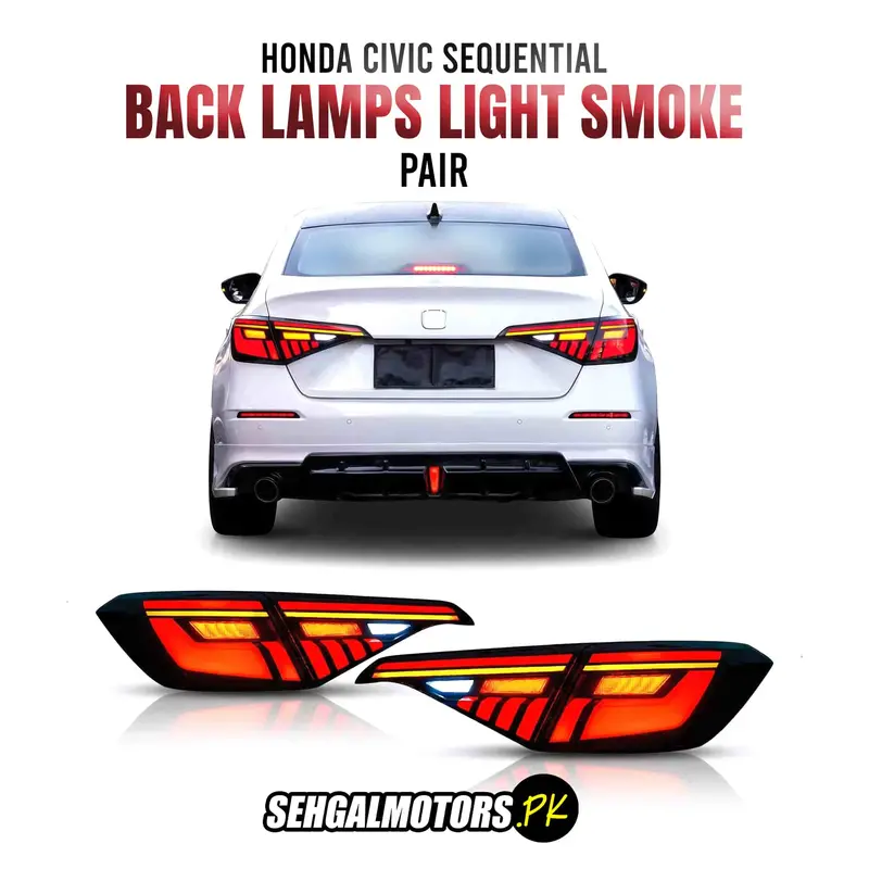 Honda Civic Sequential Assembly Style Back Lamps Light Smoke Red 2022 - 2025 1