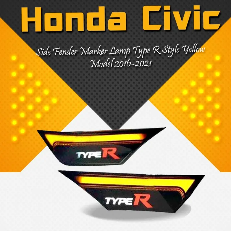 Honda Civic Side Fender Marker Lamp Type R Style Yello 1