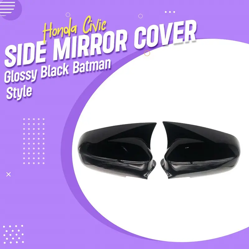 Honda Civic Side Mirror Cover Glossy Black Batman Style 2004 - 2006 1