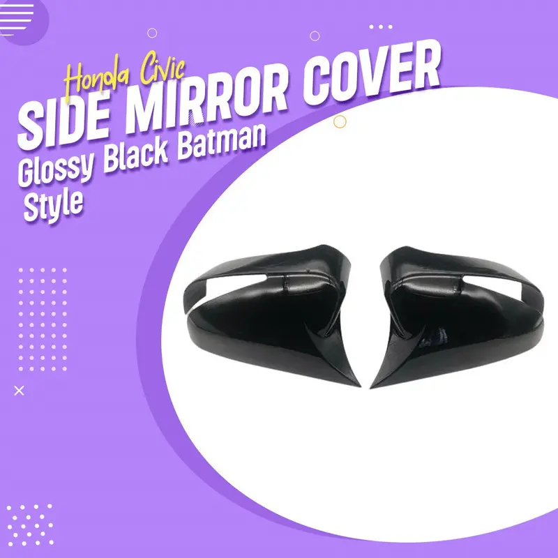 Honda Civic Side Mirror Cover Glossy Black Batman Style 2006 - 2012 1