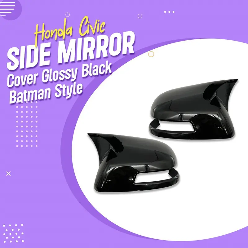 Honda Civic Side Mirror Cover Glossy Black Batman Style 2012 - 2016 1