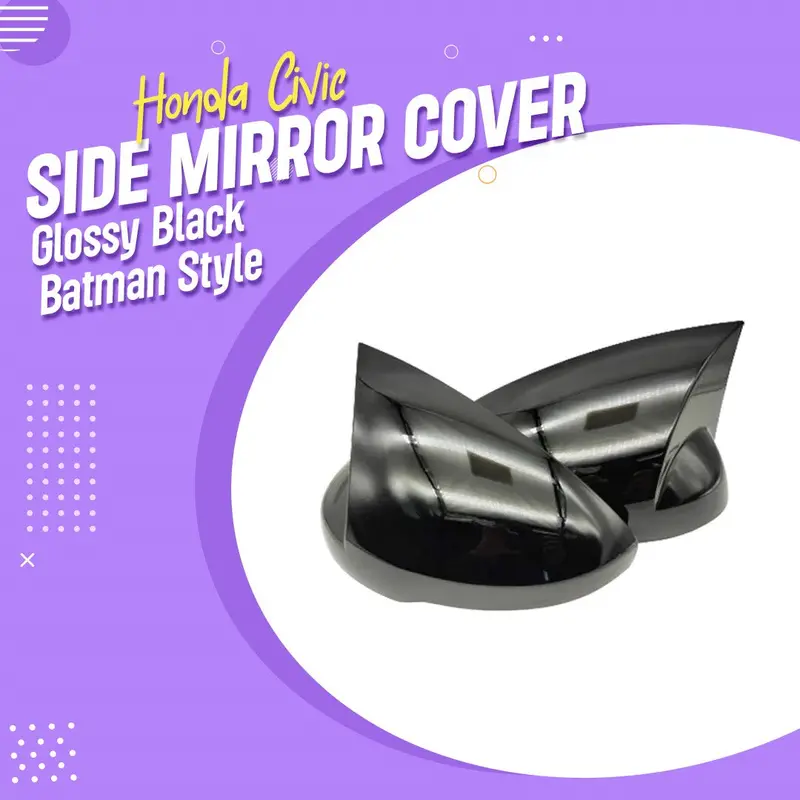 Honda Civic Side Mirror Cover Glossy Black Batman Style 2022 - 2025 1