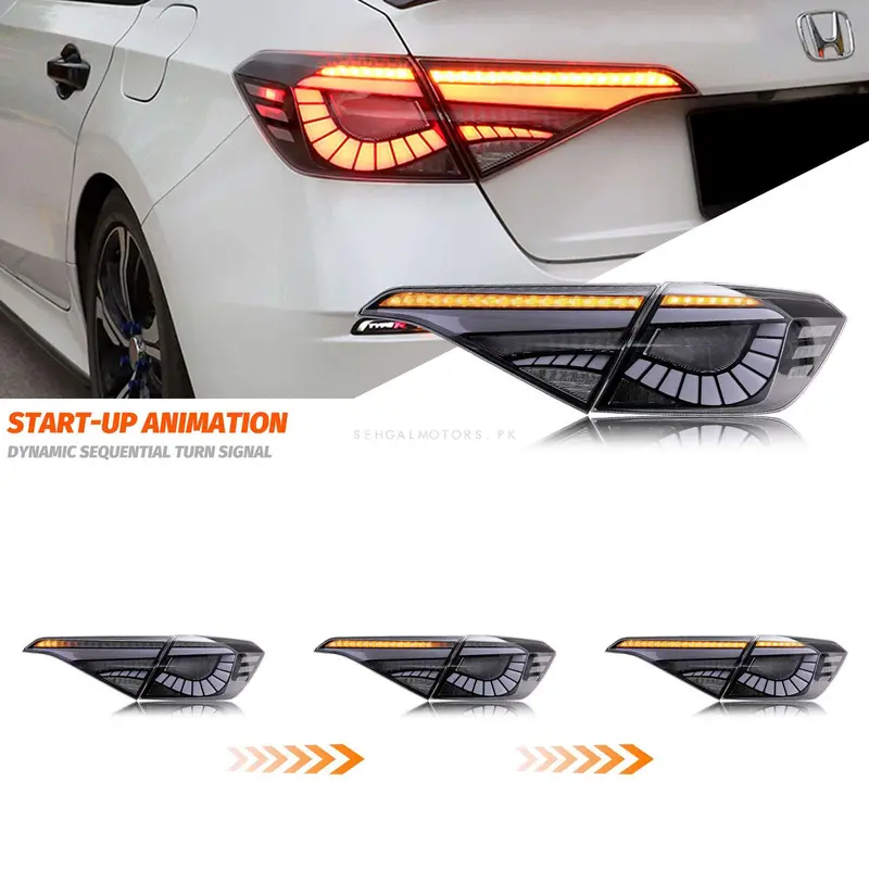Honda Civic Snake Style Sequential Back Lamps Lights Smoke 2022 - 2025 2