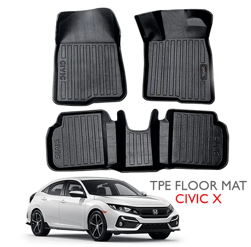 Honda Civic Tpe Floor Mats 3Pcs (Black) Model 2016-2021 1