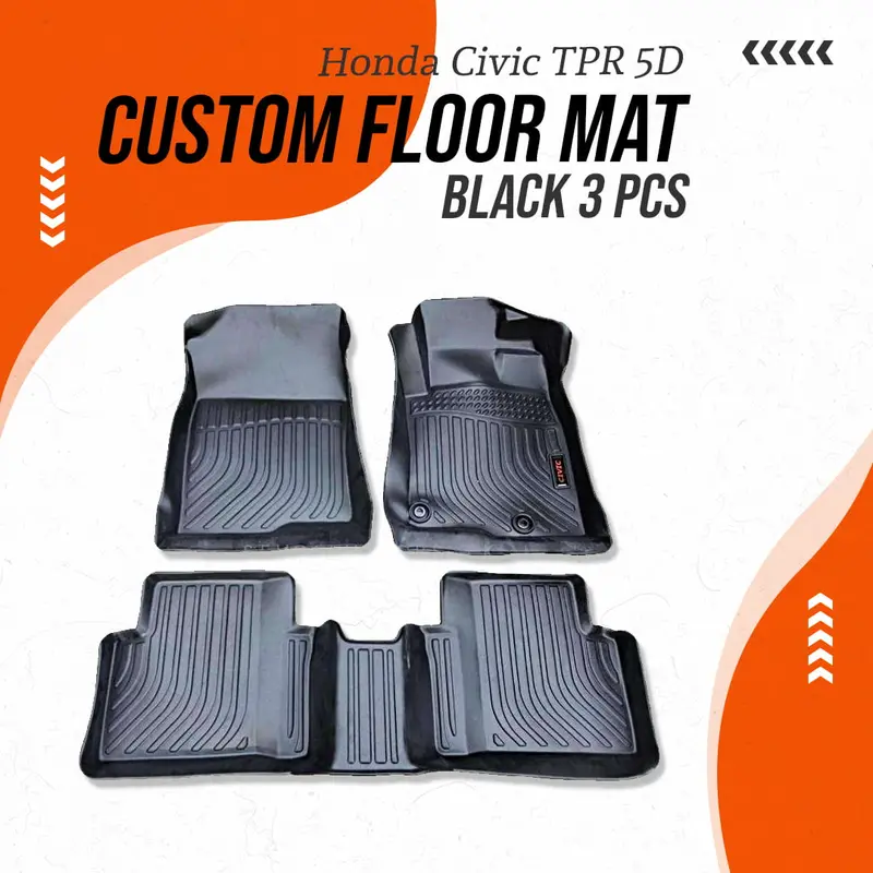 Honda Civic Tpr 5D Custom Floor Mat Black 3 Pcs 2022 - 2025 1