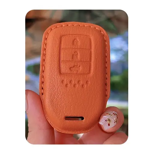 Honda Civic Tpu Key Cover Camel 2016 - 2021 - - Leather Texture 2