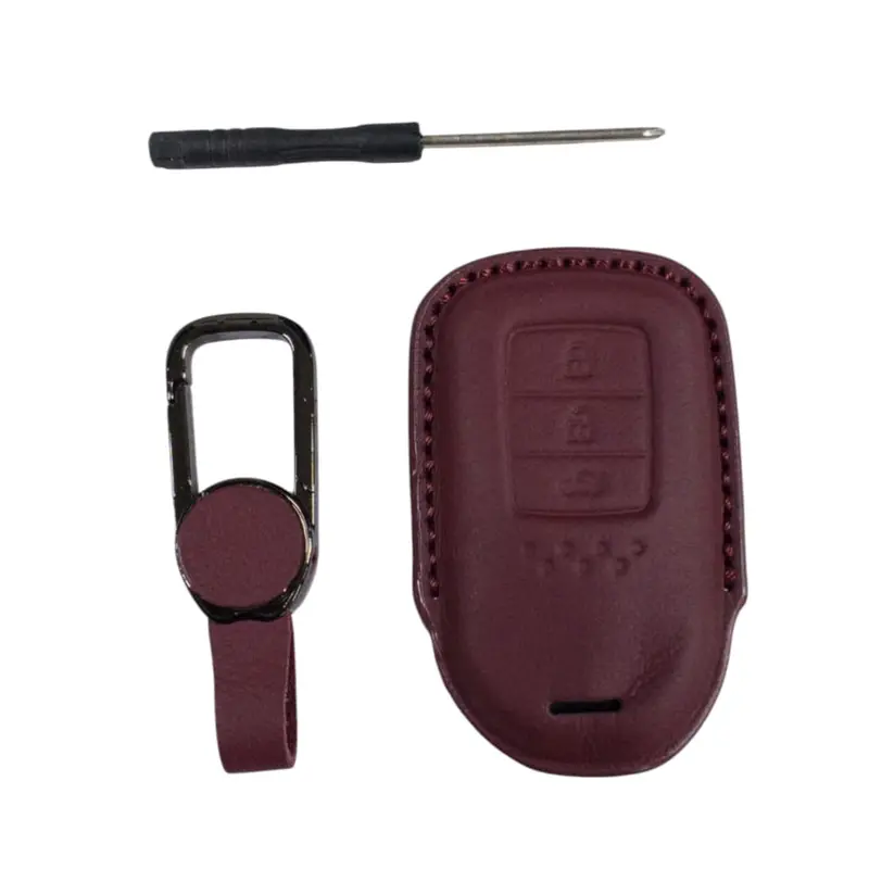 Honda Civic Tpu Key Cover Maroon 2016 - 2024 - - Leather Texture 1