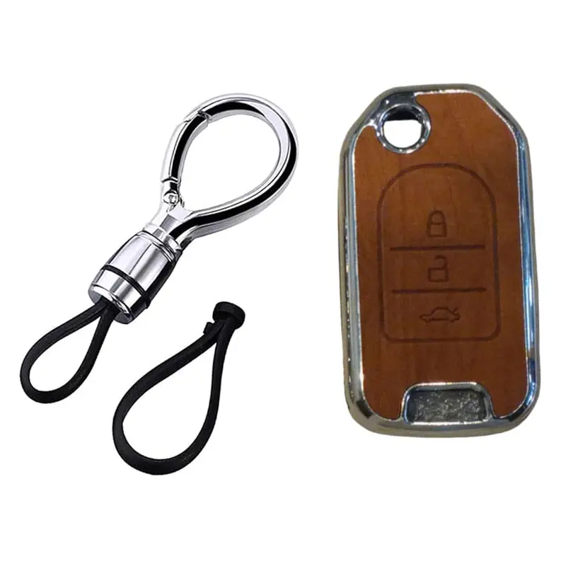 Honda Civic Tpu Key Cover Wooden Style 2013 - 2015 1