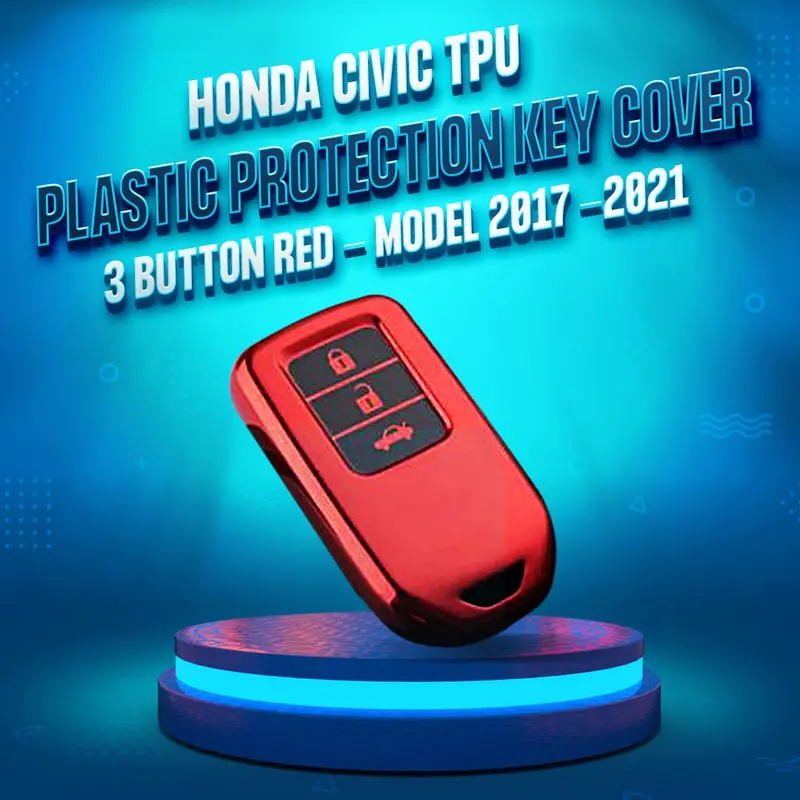 Honda Civic Tpu Plastic Key Cover 3 Button Red 2017 - 2021 1