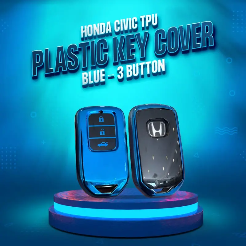 Honda Civic Tpu Plastic Protection Key Cover Blue 3 Button 2016 - 2021 1