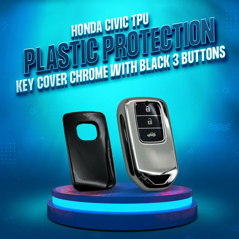 Honda Civic Tpu Plastic Protection Key Cover Chrome 2016 - 2021 - - With Black 1