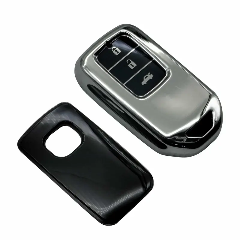 Honda Civic Tpu Plastic Protection Key Cover Chrome 2016 - 2021 - - With Black 2