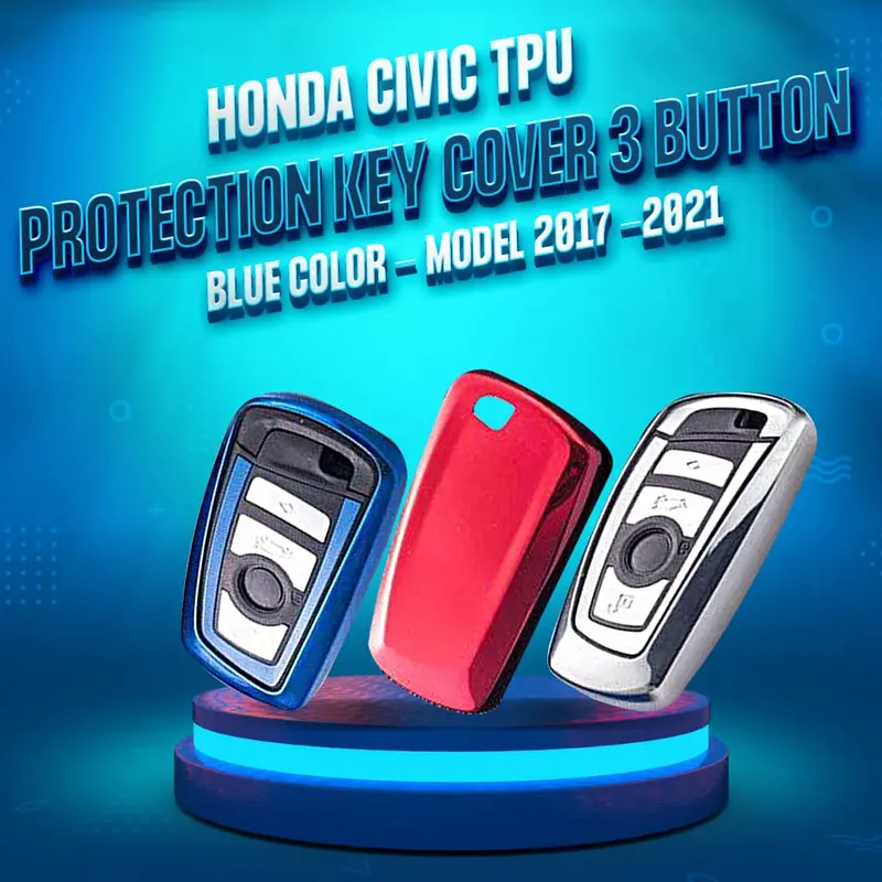 Honda Civic Tpu Protection Key Cover 3 Button Blue Color 2017 - 2021 1