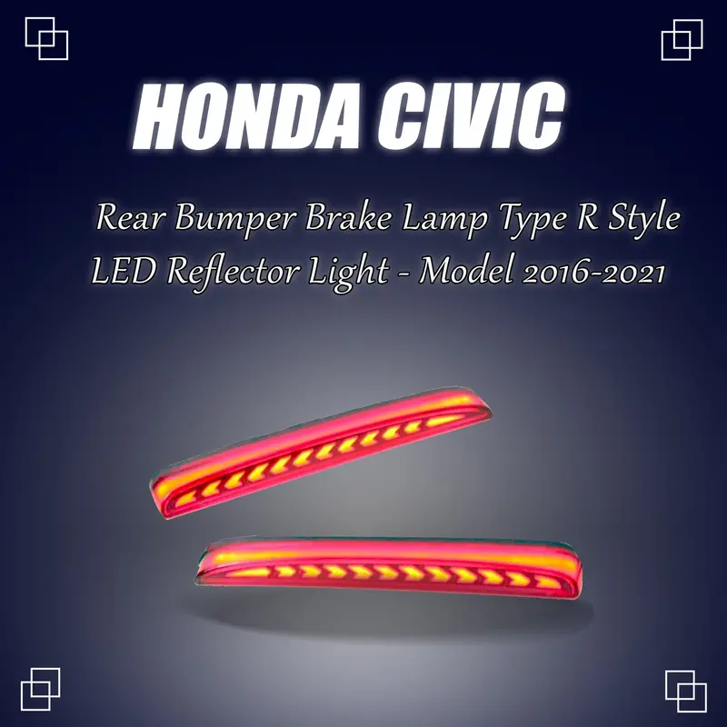 Honda Civic Type R Back Bumper Third Brake Lamp - Led Reflector Light - Model 2016-2021 1