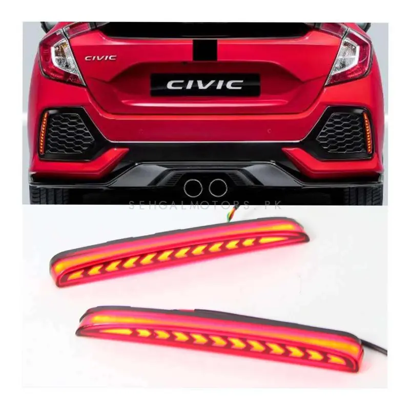Honda Civic Type R Back Bumper Third Brake Lamp - Led Reflector Light - Model 2016-2021 2