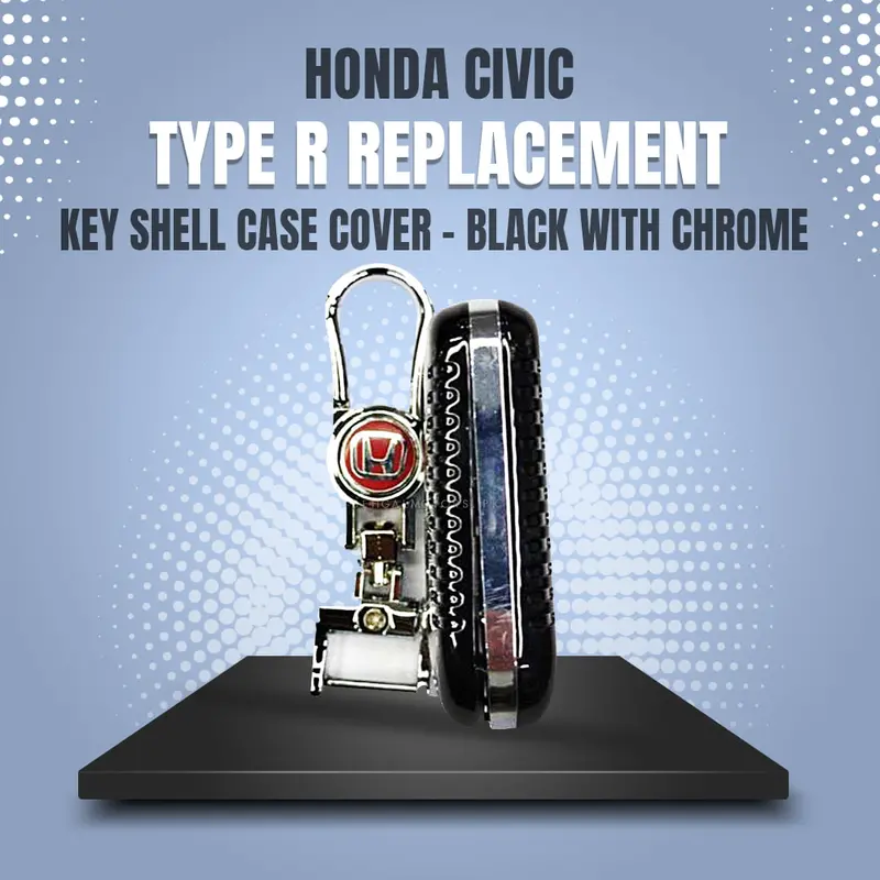 Honda Civic Type R Remote Key Shell Case Cover 3 Button Black 2016 - 2021 - With Chrome - Replacement Casing 1