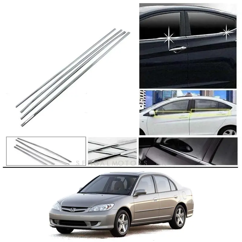 Honda Civic Window Chrome Weather Strips 4 Pcs 2002 - 2006 1