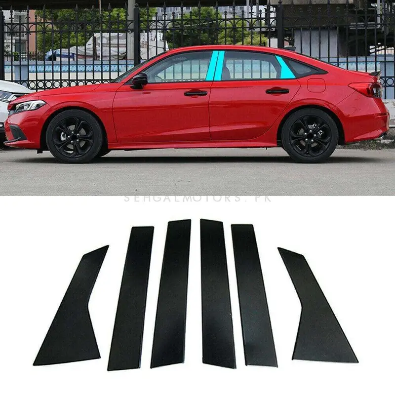 Honda Civic Window Pillar Trims Black 6Pc 2022 - 2025 2