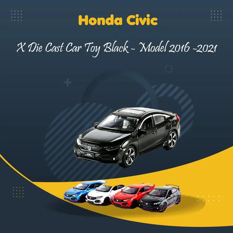 Honda Civic X Die Cast Car Toy Black 2016 - 2021 1