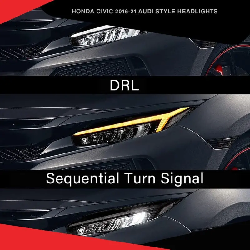 Honda Civic X Head Light Audi Style Model 2017-2021 2