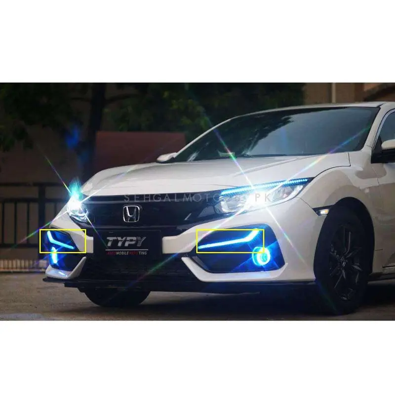 Honda Civic X Type R Front Bumper Fog Lamp Drl 2016 - 2021 2