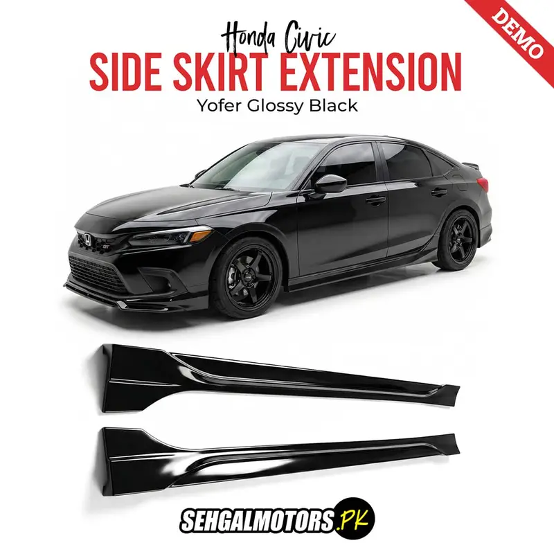 Honda Civic Yofer Glossy Black Side Skirt Extension 2022 - 2025 1