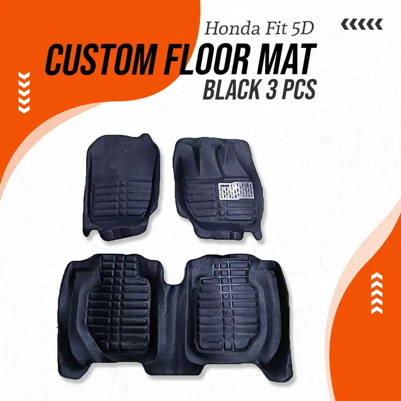 Honda Fit 5D Custom Floor Mat Black 3 Pcs - Model 2013-2017 1