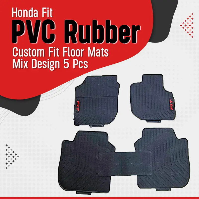 Honda Fit Pvc Rubber Custom Fit Floor Mats Mix Design 5 Pcs - Model 2013-2018 1