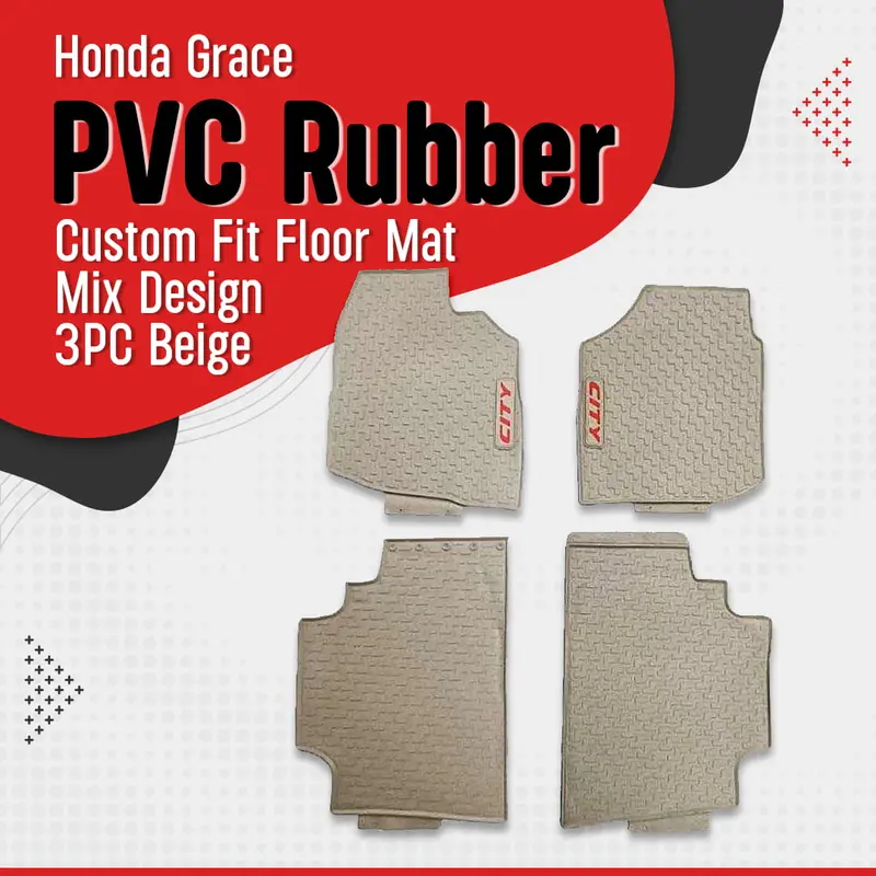 Honda Grace Pvc Rubber Custom Fit Floor Mat 2018 - 2025 - - Mix Design 3Pc Beige 1