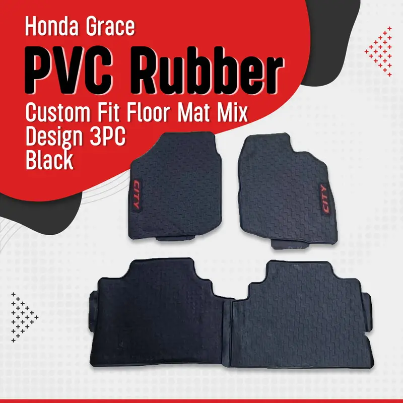 Honda Grace Pvc Rubber Custom Fit Floor Mat Mix Design 3Pc Black 2018 - 2025 1