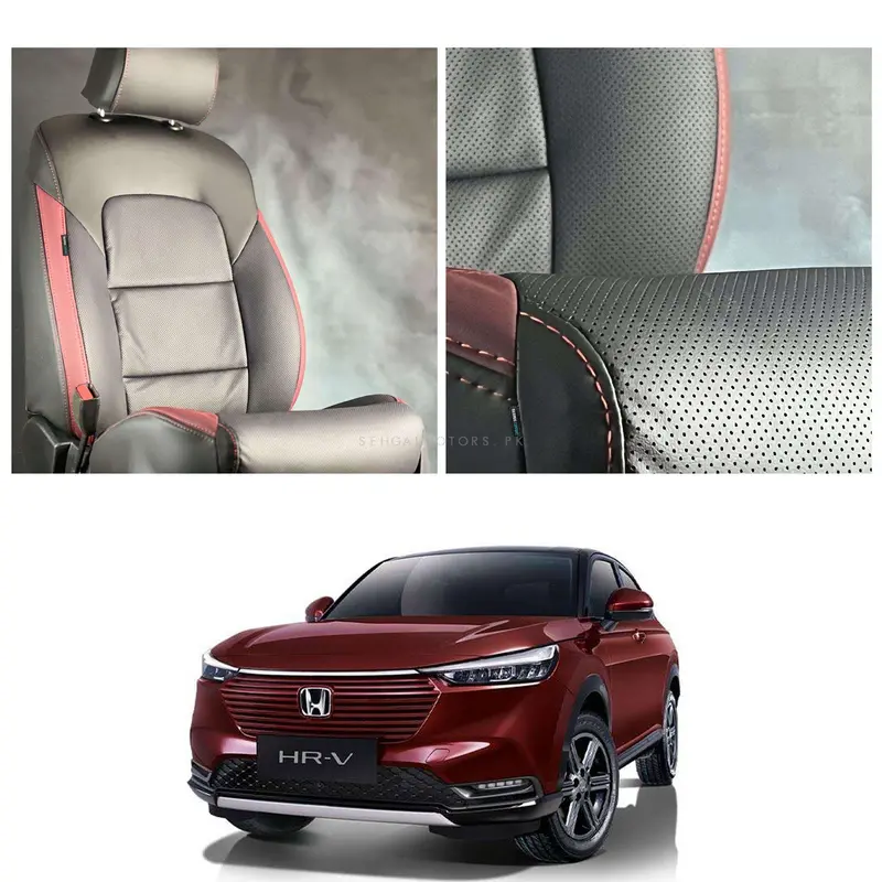 Honda Hrv Breathable Black Red Seat Covers 2022 - 2026 1