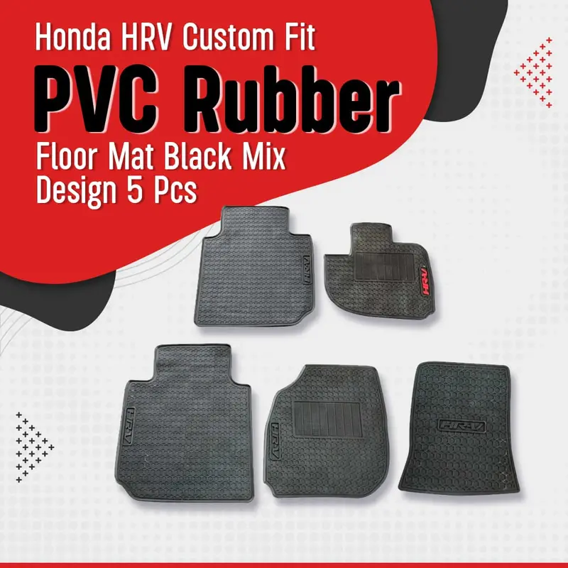 Honda Hrv Custom Fit Pvc Rubber Floor Mat Black Mix Design 2022-2023 - - 5 Pcs 1