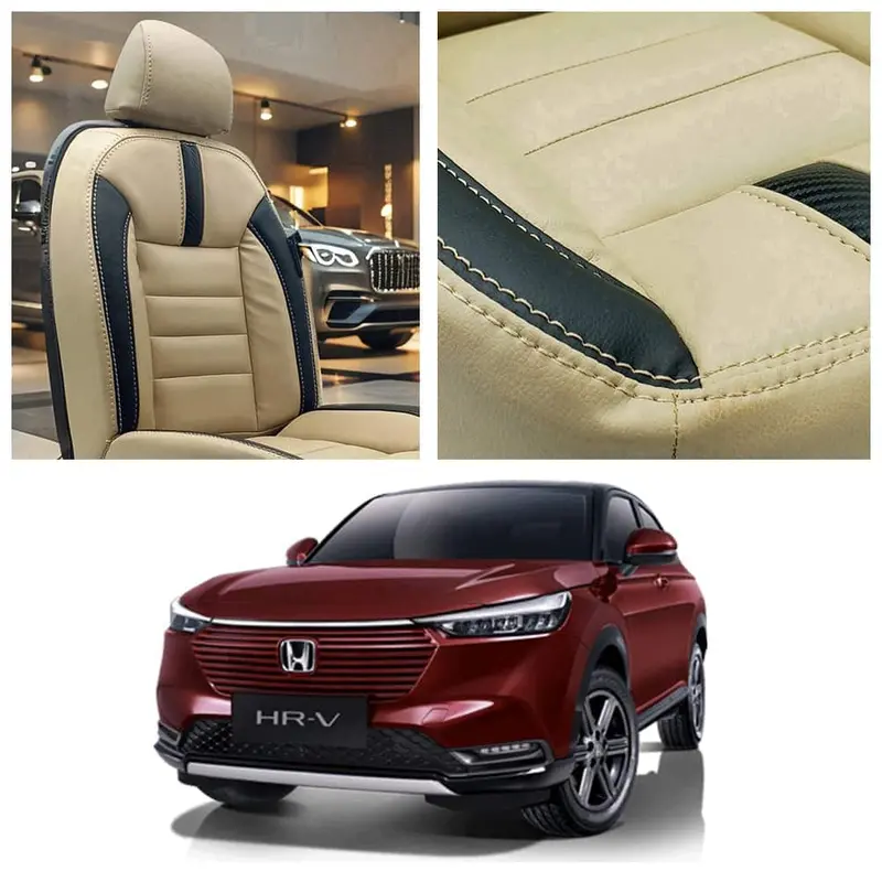 Honda Hrv Hockey Design Beige Black Seat Covers 2022 - 2026 1