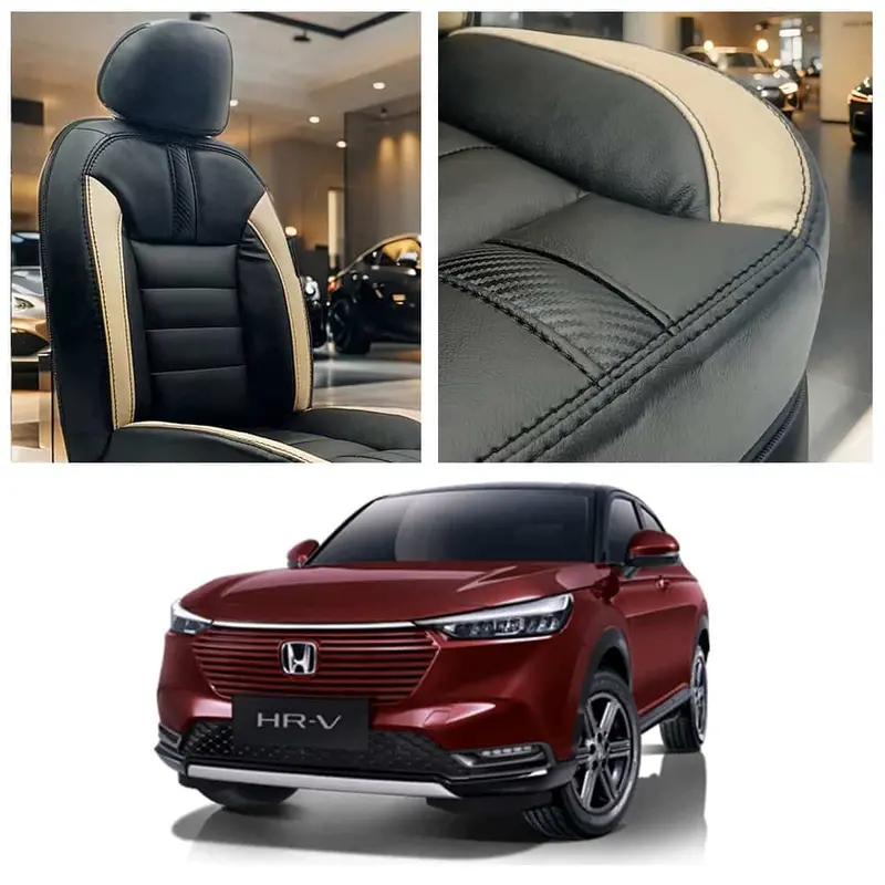 Honda Hrv Hockey Design Black Beige Seat Covers 2022 - 2026 1