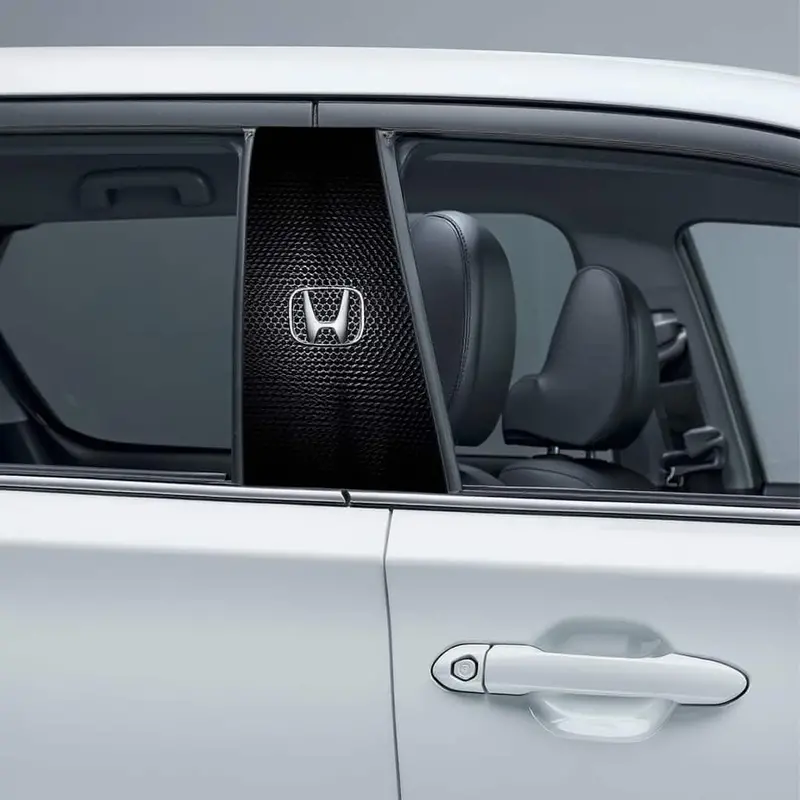 Honda Logo Car Center Column Pillar Decorative Sticker Black Carbon Fiber Pair 1