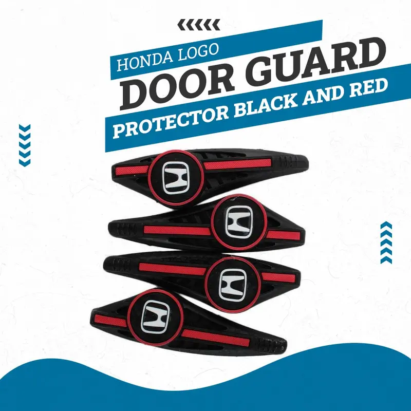 Honda Logo Door Guards Protector Black And Red - Edge Protection Anti-Scratch Buffer Strip 1