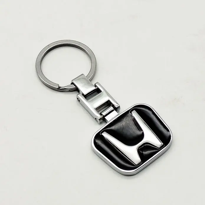 Honda Logo Metal Keychain – Black With Chrome Keyring 2