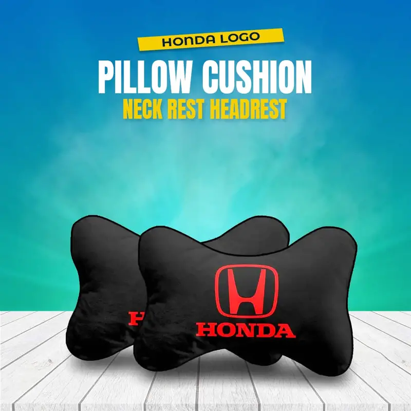 Honda Logo Neck Rest Headrest Pillow Cushion - Pair 1