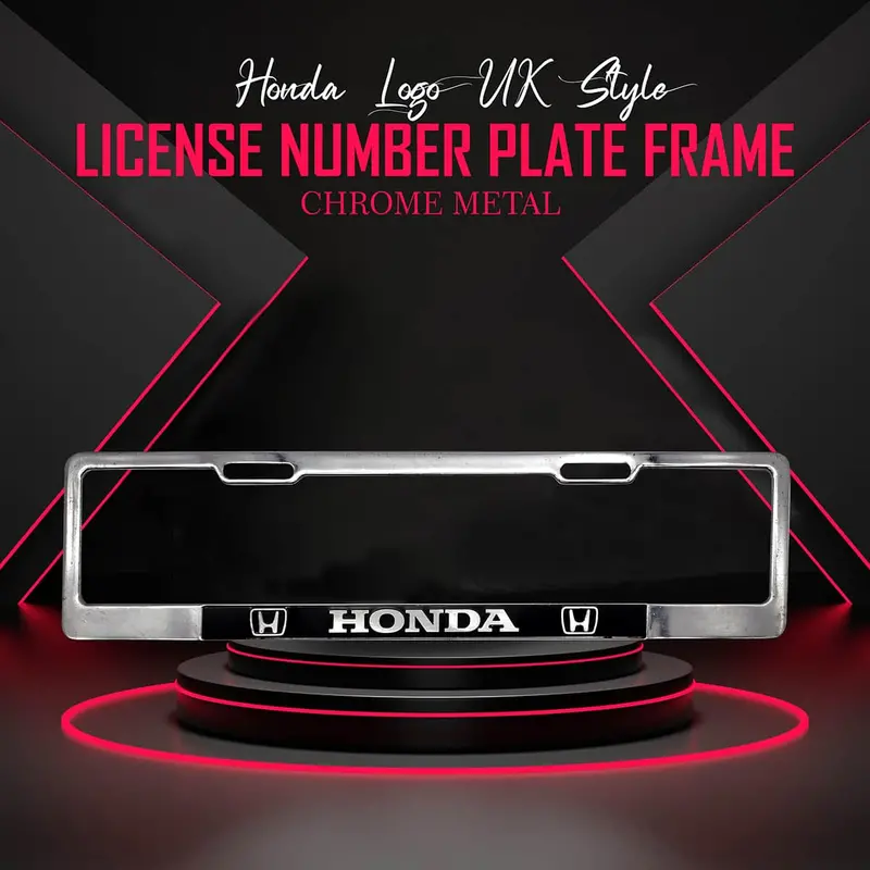 Honda Logo Uk Style Chrome Metal License Number Plate Frame 1
