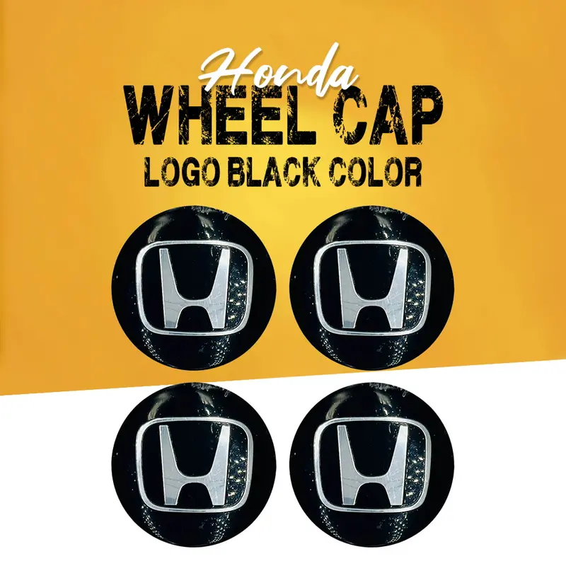 Honda Logo Wheel Cap Black Chrome Sticker Center Hub Badge - 4 Pcs 1