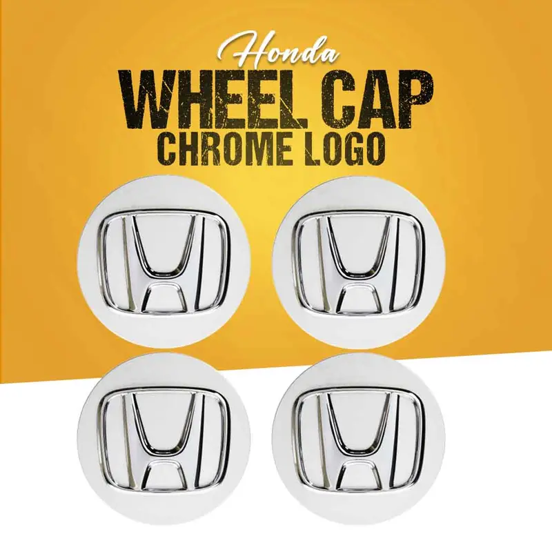 Honda Logo Wheel Cap Full Chrome Center Hub Badge - 4 Pcs 1