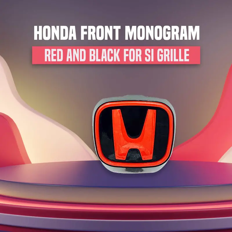 Honda Metal Front Logo Red Black - For Si Grille 1