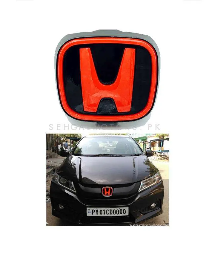 Honda Metal Front Logo Red Black - For Si Grille 2