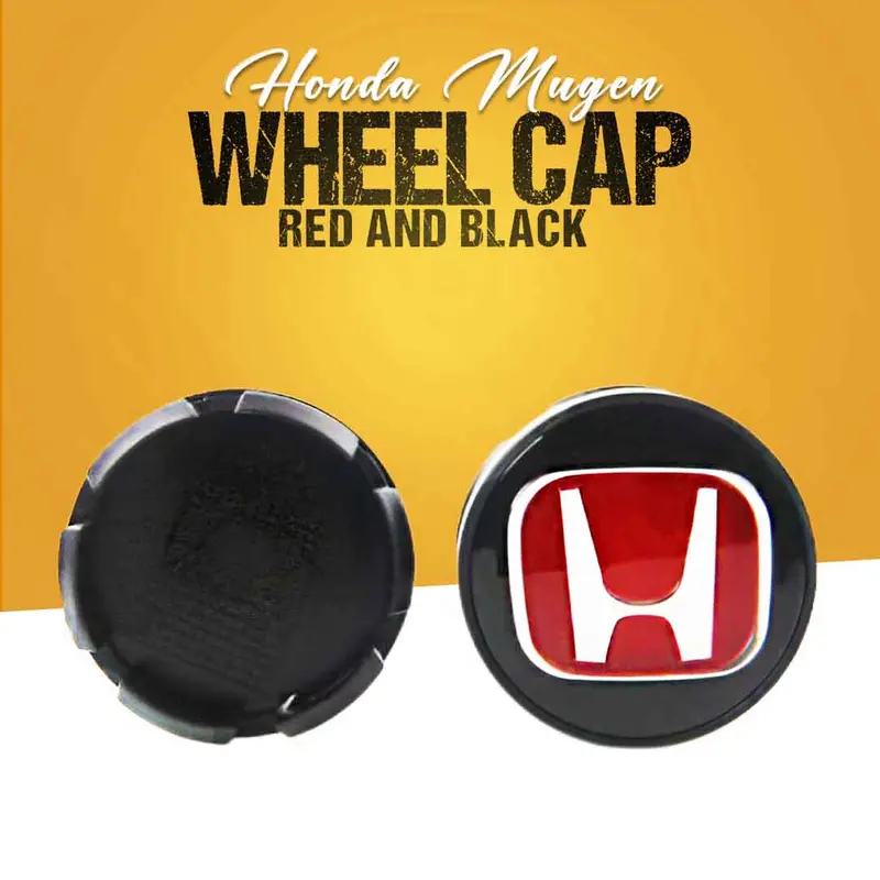 Honda Mugen Logo Wheel Hub Covers Red And Black - 1 Pc 1