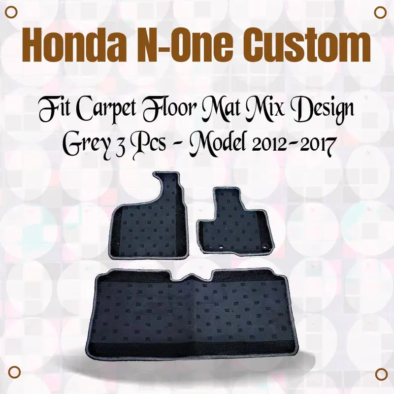 Honda N-One Custom Fit Carpet Floor Mat Mix Design Grey 3 Pcs 2012 - 2017 1