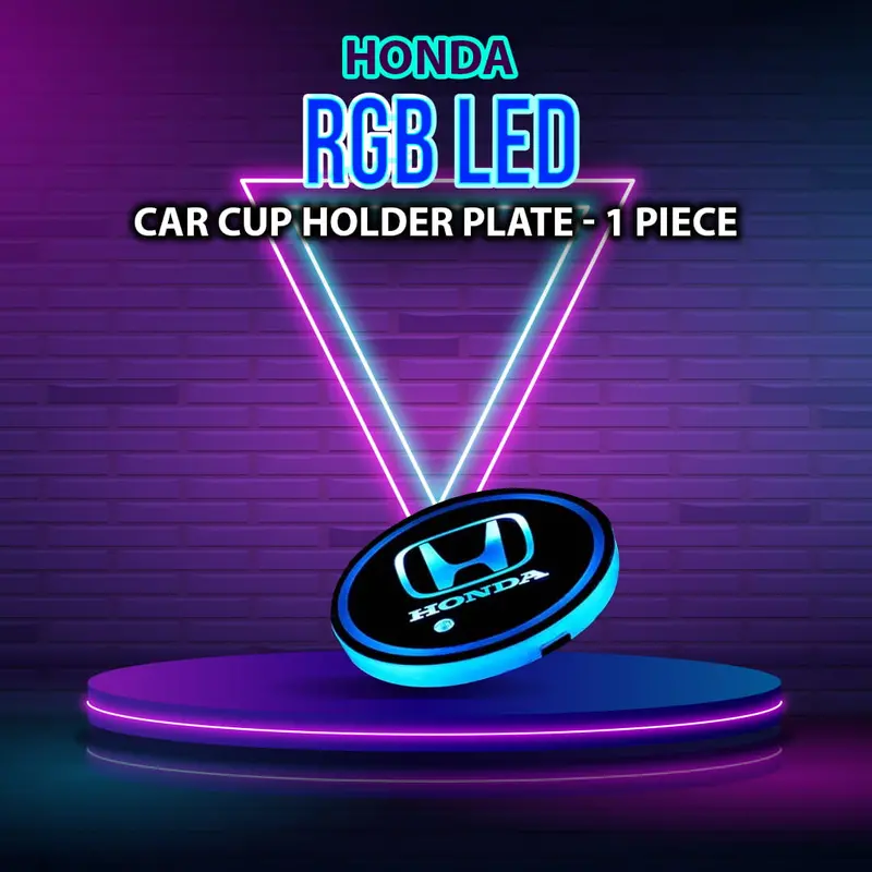 Honda Rgb Led Car Cup Holder Plate - 1 Piece 1