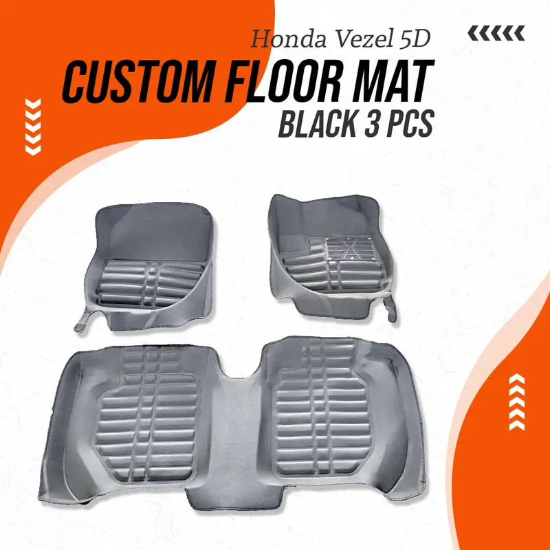 Honda Vezel 5D Custom Floor Mat Black 3 Pcs 2013 - 2025 2