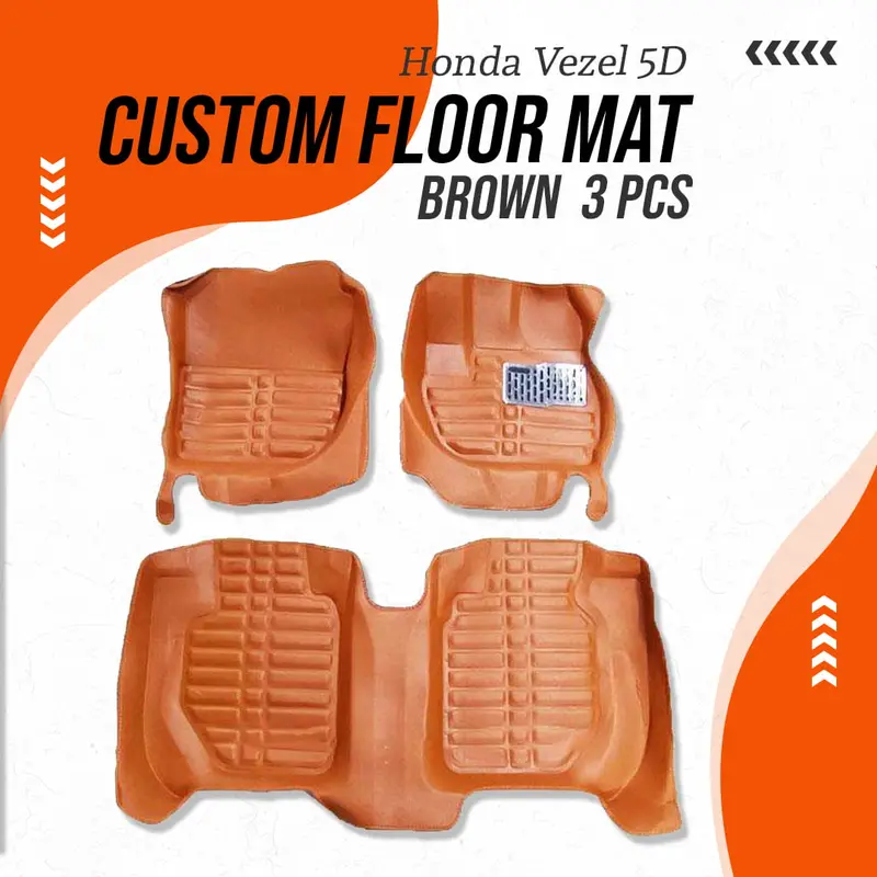 Honda Vezel 5D Custom Floor Mat Brown 3 Pcs 2013 - 2025 1