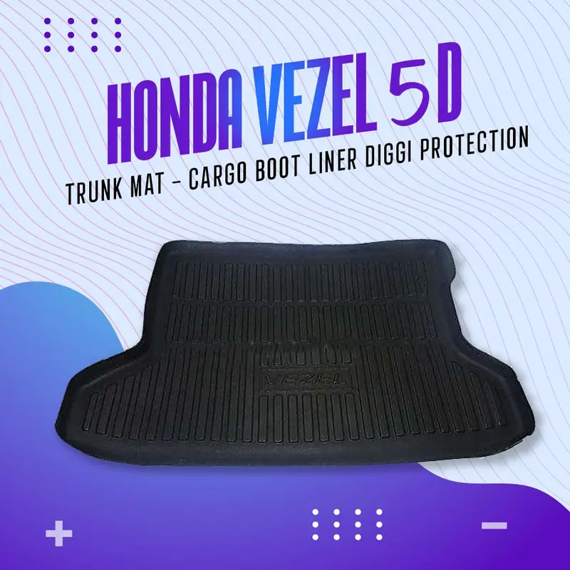 Honda Vezel 5D Tpe Trunk Mat Black Color 2013 - 2025 - Cargo Boot Liner Diggi Protection Tray Cover 1